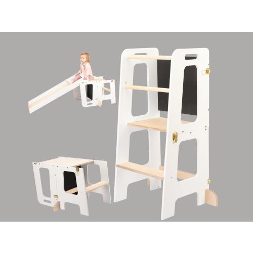 Tower 3 in 1 Kitchen Learning stool with a Slide and a Blackboard for Toddlers 1yo and up