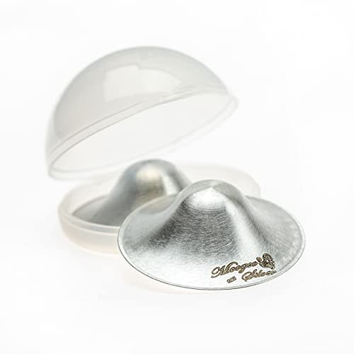 Moogco The Original Silver Nursing Cups - Nipple Shields for Nursing Newborn - Newborn Essentials Must Haves - Nipple Covers Breastfeeding - 925 Silver (X-Large Silver Nursing Cups w/Carrying Case)