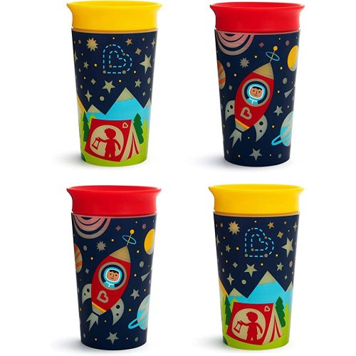 Munchkin Miracle 360 Degree Glow in The Dark Sippy Cup, 9 oz, Astronaut, Red