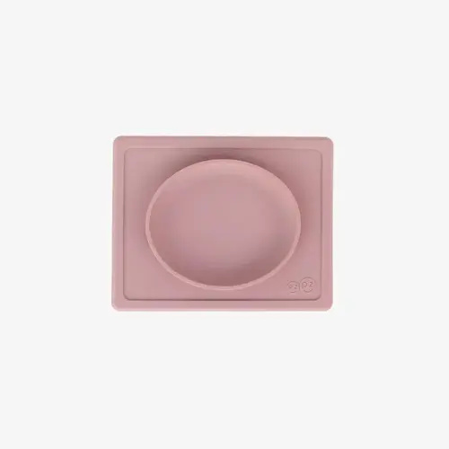 ezpz Tiny Plate - 6 Months+ (Blush) - Silicone Suction Plate for Baby with Built-in Placemat - Baby Led Weaning Supplies - Infant Plate That Fits on Most Highchair Trays