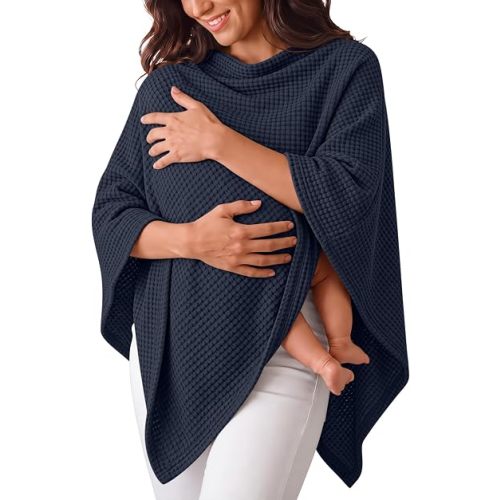 Women Nursing Cover for Breastfeeding Nursing Poncho Navy Blue