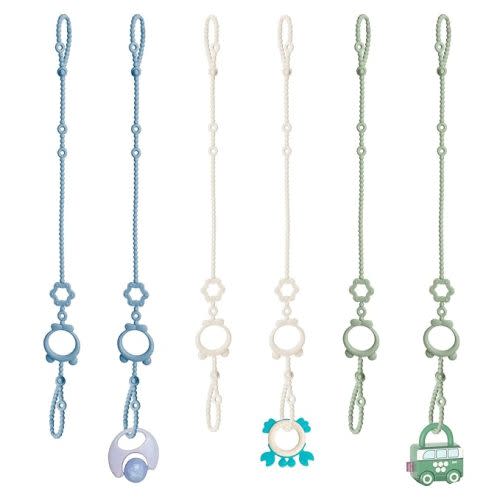 Toy Straps for Baby, 6pcs Adjustable Toy Holder for Stroller Accessories, Silicone Baby Tether Pacifier Clip, No Throw Baby Travel Essential Leash for High Chair, Car Seat, Baby Toy Clips