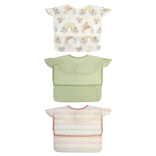 Parents Choice Baby Girl Ruffle Sleeve Bibs, 3-Pack