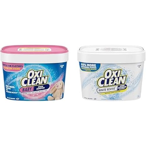 OxiClean Multi-Purpose Baby Stain Remover Powder, 1.36-kg & White Revive Laundry Stain Remover Powder, 1.28-kg
