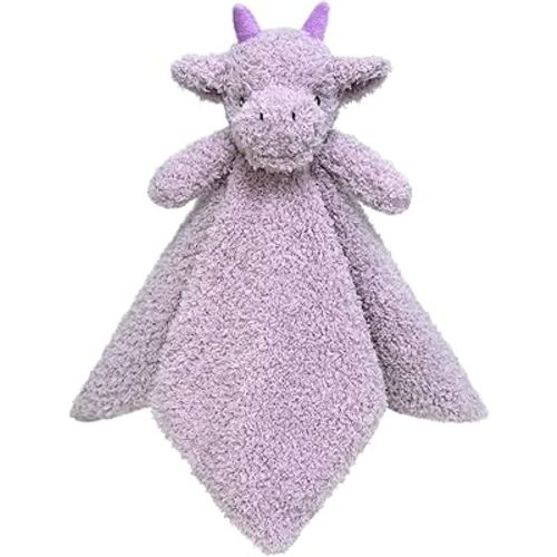 Baby Purple Dragon Soft Stuffed Animal Security Blanket, Plush Dinosaur Character Lovey Blanket, Baby Shower/Nursery Gift, Newborn Infant Toddler Snuggle Blankie for Boys Girls, 14 Inches