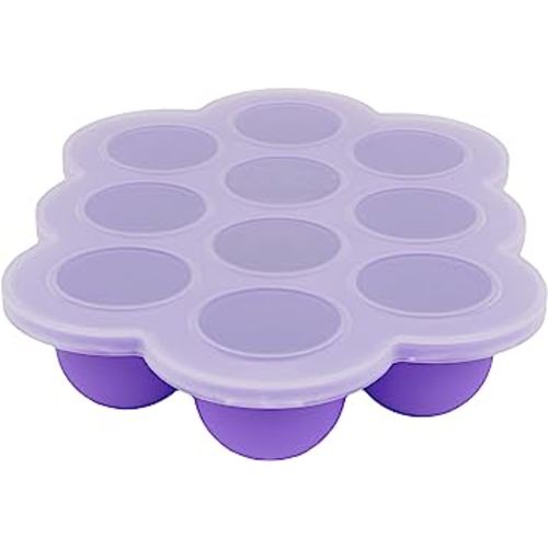 WeeSprout Silicone Freezer Tray with Clip on Lid Perfect Food Storage Container for Homemade Baby Food, Vegetable, Fruit Purees, and Breast Milk (Bright Purple, Ten 1.5 Ounce Sections)