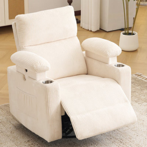 Latitude Run® Power Swivel Recliner Chairs With Adjustable Headrest And Armrests, Featuring Massage And Heating Functions & Reviews | Wayfair