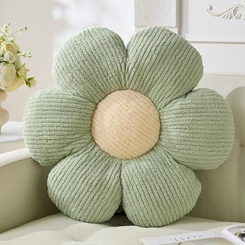 Flower Pillow,Sage Green Flower Shaped Throw Pillow Cushion Seating Green Flower PlushThrow Pillow Floor Pillows Home Decorative Seating Cushions