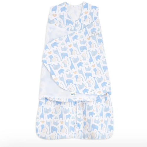 Blue Safari Animals 100% Cotton Baby Swaddle | HALO