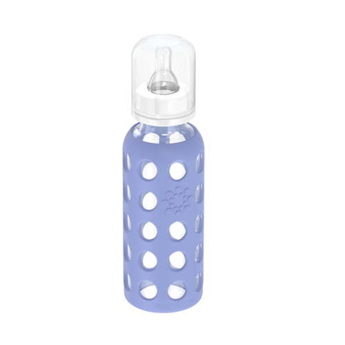 Lifefactory 9 oz Glass Baby Bottle with Protective Silicone Sleeve - Blueberry