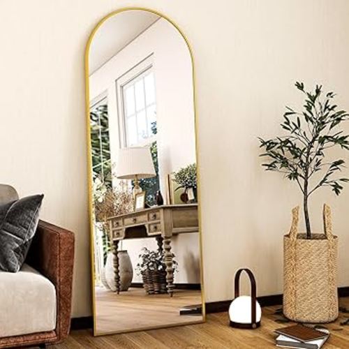 HARRITPURE 59"x16"Full Length Mirror Arch Floor Mirrors with Aluminum Alloy Frame Free-Standing Wall Mounted or Leaning Large Bedroom Dressing Mirror Modern & Contemporary Decor for Home,Gold