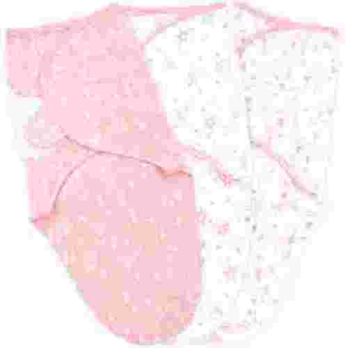 0-3 Months Baby Girl Swaddle Blankets, 3 Set of Adjustable Cotton Velcro Infant Wrap, Pink, Grey & Mint