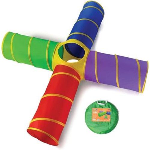 4-Way Play Tunnel for Kids to Crawl Through 8 Feet Foldable into A Carrying Bag - Play22USA