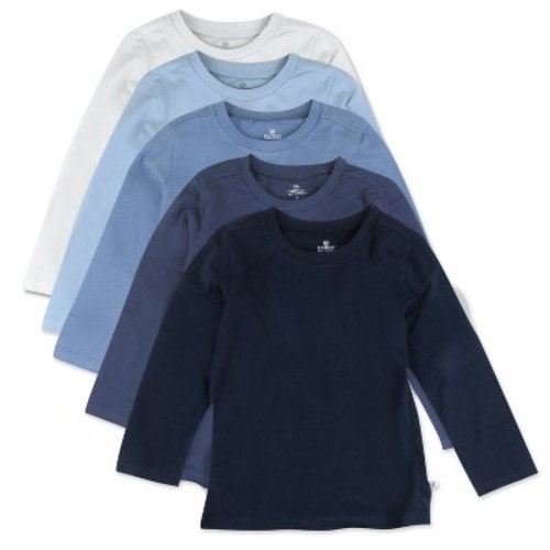 5-Pack Organic Cotton Long Sleeve T-Shirts Ombre Blues 3-6m