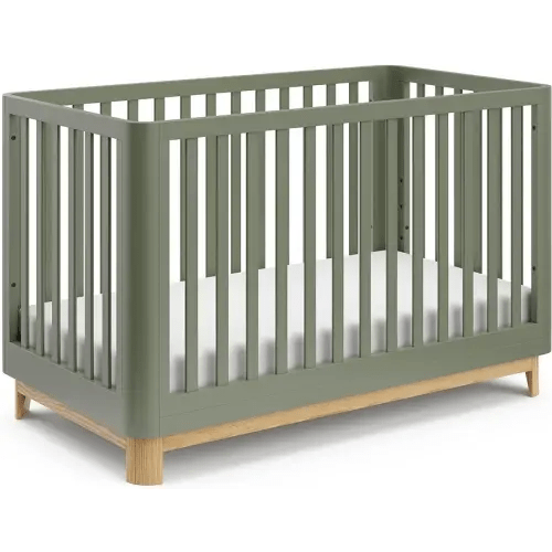 Storkcraft Santos Convertible Crib (Olive & Natural) – GREENGUARD Gold Certified, Fits Standard Crib Mattress, Converts to Toddler Bed and Daybed, 4 Adjustable Mattress Heights, Rounded Edges