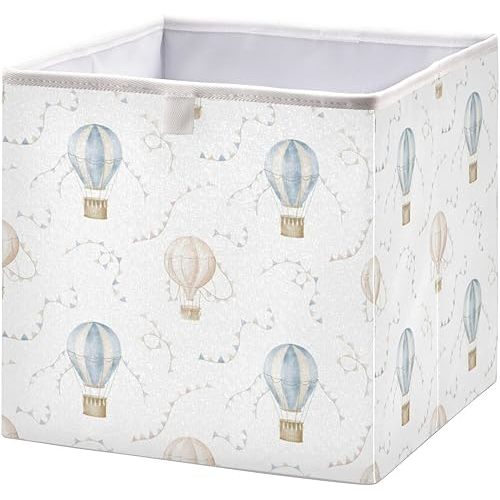 Kigai Cartoon Hot Air Balloon Cube Storage Bins - 11x11x11 In Large Foldable Storage Basket Fabric Storage Baskes Organizer for Toys, Books, Shelves, Closet, Home Decor