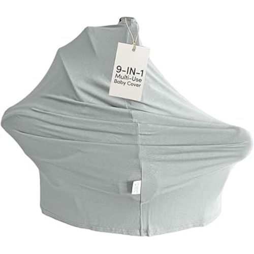 MOZAH Baby Multi-Use Cover: 9-in-1 Baby Carseat Cover, Nursing Cover, Stroller Cover & More. Breast Feeding Essentials and Baby Registry Favorite (Belgian Grey)