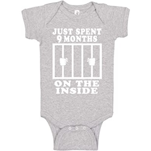 Reaxion Funny Cute Baby Boy Girl Handmade Clothes | Just Spent 9 Months On The Inside Bodysuits