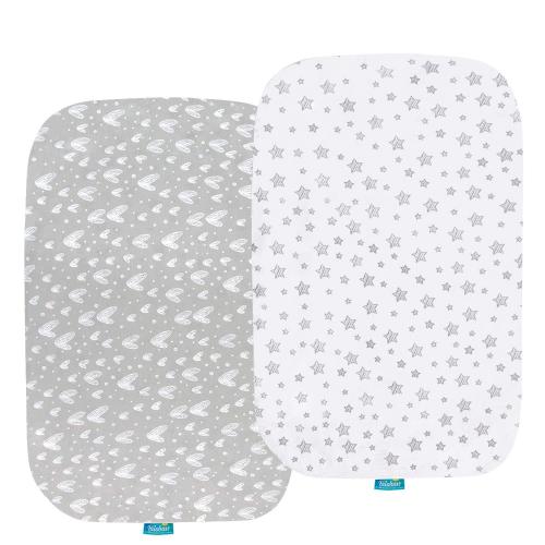 Universal fit Bassinet Sheets 21" x 35" - 2 Pack, 100% Cotton