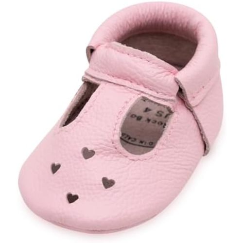 BirdRock Baby Mary Jane Moccasins - Genuine Leather Soft Sole Baby Girl Shoes for Newborns, Infants, Babies, and Toddlers
