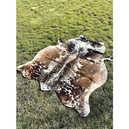 Genuine Tricolor Cowhide Rug, Speckled Brazilian Cow Hide Rug