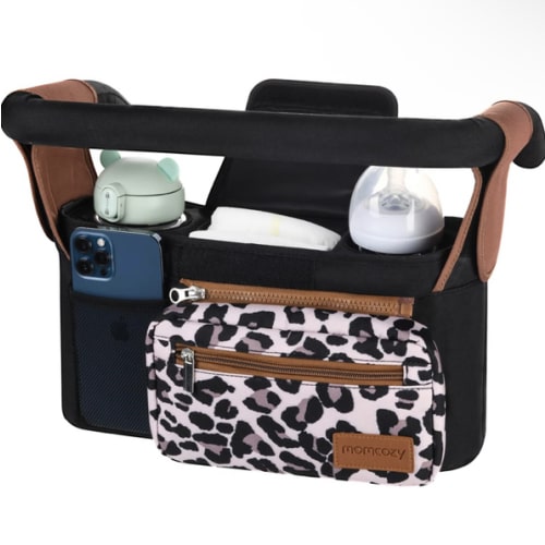 Momcozy Universal Stroller Organizer with Insulated Cup Holder Detachable Phone Bag & Shoulder Strap, Fits for Stroller like Uppababy, Baby Jogger, Britax, BOB, Umbrella and Pet Stroller