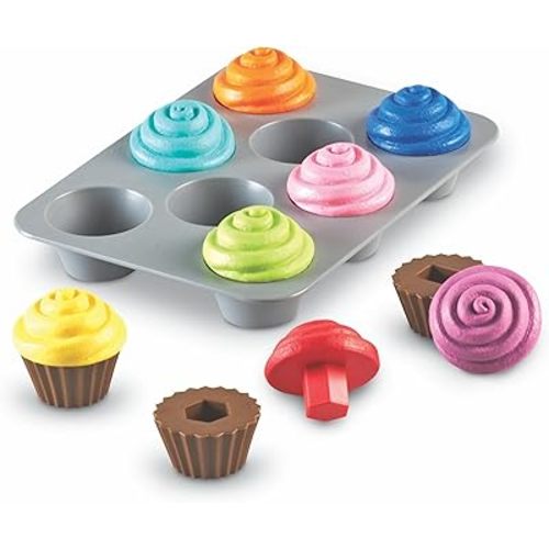 Learning Resources Smart Snacks Shape Sorting Cupcakes,17 Pieces, Ages 18 Months+, Fine Motor, Color & Shape Recognition
