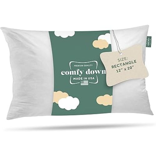 ComfyDown Decorative Throw Pillow Insert, Down and Feather Fill, 100% Cotton Cover, 233 Thread Count - Made in USA (12 X 20)