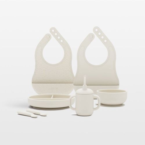 LALO Oatmeal White First Bites Full Baby Feeding Set