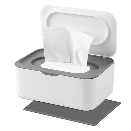 JANYUN Wipes Dispenser with Silicone Non-Slip Pad Large Capacity Baby Wipes Holders Case Keeps Wipe Fresh Wipes Container