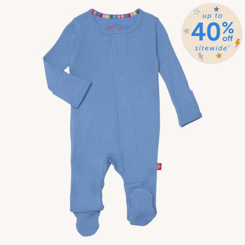 blue skies ribbed cotton magnetic parent favorite footie