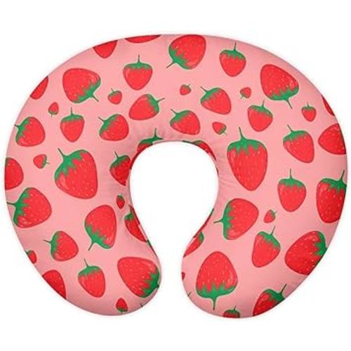Cute Strawberry Pattern Nursing Pillow Cover for Baby Boy Girl Slipcover for Breastfeeding Pillows, Soft and Stretchy Safely Breastfeeding Pillow Cover Breathable and Washable