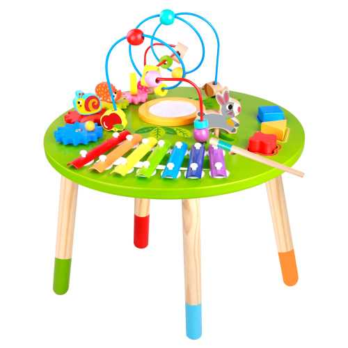 Wooden Activity Table for Toddlers | Multi-Purpose Playset Easel with Bead Maze