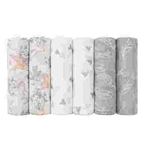 Gllquen Baby Organic Cotton Muslin Swaddle Blankets 6-Pack for Newborn Infant Girls Boys, 28 X 28", Jungle Exploration