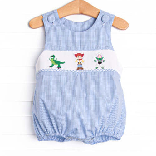 Toy Box Friends Smocked Bubble, Blue – Stitchy Fish