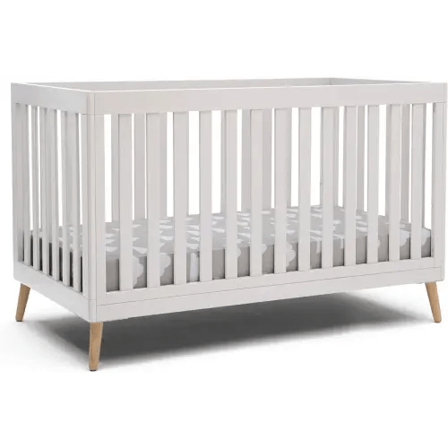 Delta Children Essex 4-in-1 Convertible Baby Crib, Bianca White with Natural Legs