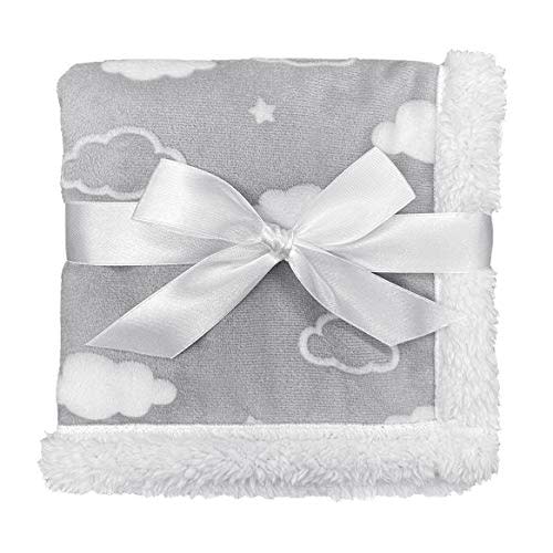 American Baby Company Heavenly Soft Chenille Sherpa Security Blanket, Gray, 14" X 14", Warm and Cozy for Boys and Girls