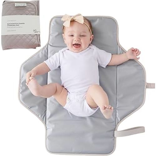 Lily Miles Baby Changing Pad Portable, Diaper Changing Mat with Magnetic Latches, Travel Pad for Diaper Bag, Baby Essentials, Wipeable & Waterproof Mat (Soft Sand, Large)