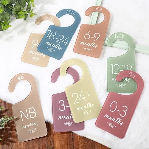Whaline Acrylic Baby Closet Dividers Boho Hanging Acrylic Infant Clothes Hanger separators Baby Closet Organizers Thicken Baby Wardrobe Organizers for Home Nursery Supplies, 6.7 x 3 Inch, 8Pcs