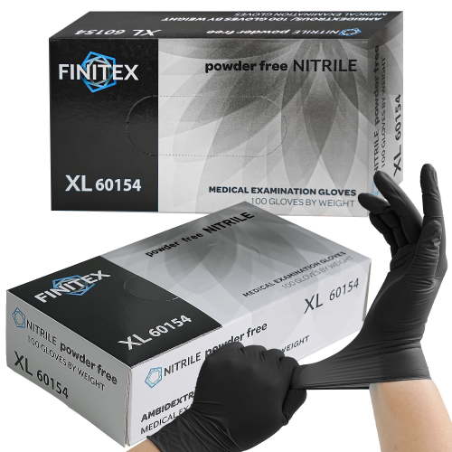 FINITEX Black Nitrile Gloves Disposable, Food Safe Gloves for Cooking, Food Prep, Powder-free, Latex-free, Textured Grip, 3.2 Mil, Pack of 100, XL