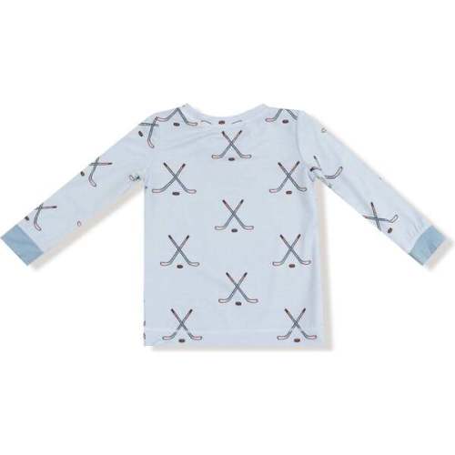 Long Sleeve Loungewear Set Hockey, Stone Blue - Angel Dear | Maisonette