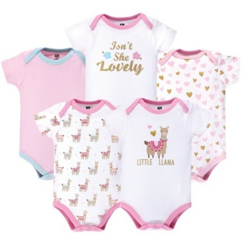 Hudson Baby Infant Girl Cotton Bodysuits 5pk, Little Llama, 0-3 Months