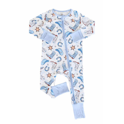 Rodeo Dreams Convertible Zip Romper in Blue | Caden Lane