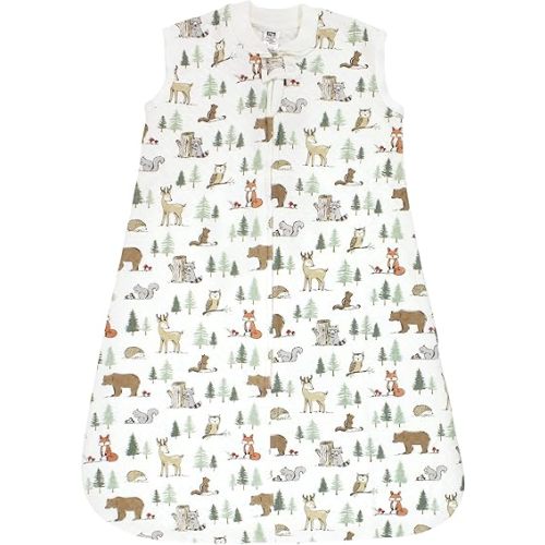 Hudson Baby Unisex Baby Premium Quilted Sleeveless Sleeping Bag and Wearable Blanket, Forest Animals, 0-6 Months
