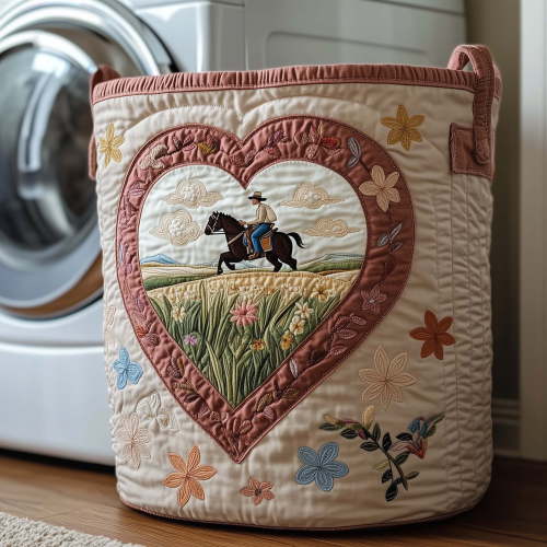 Prairie Blossom Quilted Laundry Basket, Storage Bin Laundry Basket Fabric, House Storage Hamper, Mother Day's Gift Ideas