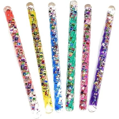 Mini Spiral Glitter Wands (6.5 Inches) Complete Gift Set Party Pack- 6 Pack