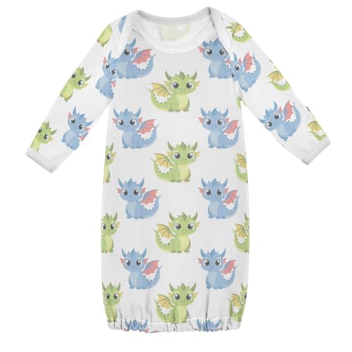 WIFIU Baby Girls Boys Sleeper Gown Cotton Nightgown Long Sleeve, Baby Nightdress Sleeping Clothes for Newborn 0-12 Months