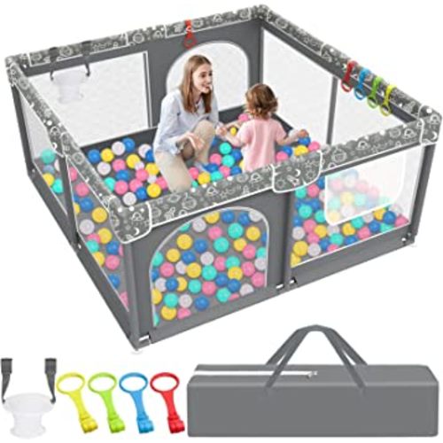 Baby Playpen, Large ,50x50 inch Sturdy Safety Play Yard Playpen for Babies and Toddlers with Soft Breathable Mesh, Anti-Slip Suckers, Indoor & Outdoor Baby Play Area Activity Center