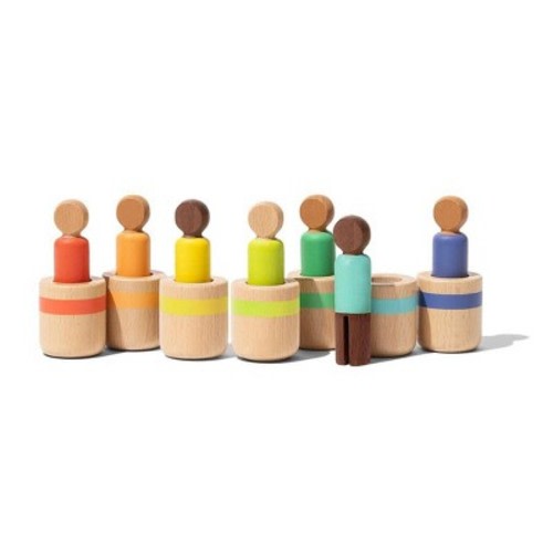 Lovevery Post & Play Peg People Baby Toy - 7ct: Educational Focus on Social Skills, Creativity, Emotional Development, Made with Wood