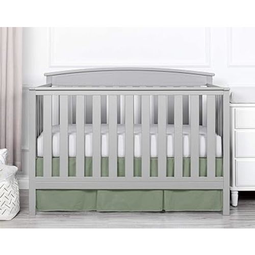 Pleated Crib Bed Skirt, 800TC 100% Egyptian Cotton, Nursery Crib Toddler (28” x 52” x 14’’) Bedding Skirt for Baby Boys or Girls - Sage